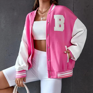 Chaqueta universitaria de alta calidad para mujer, corta con mangas largas, las mejores chaquetas de béisbol para damas, venta al por mayor, buenos precios - Product Image 6