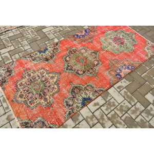 Turkish Accent Rug, 3.3x7 ft Vintage Rug, <b>Red</b> <b>Wool</b> Rug - Product Image 2