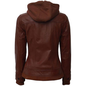 Abrigos de cuero de motocicleta personalizados de alta calidad con cremallera al por mayor chaqueta de cuero genuino personalizada para mujer a la venta - Product Image 2