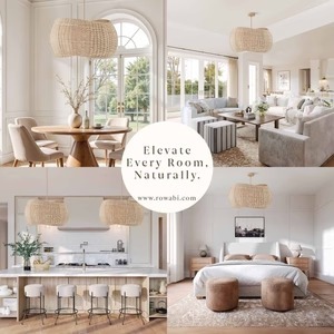 Lámpara colgante de ratán Angelo tejida a mano, lámpara de techo bohemia de ratán Natural para sala de estar, comedor y decoración de dormitorio - Product Image 4