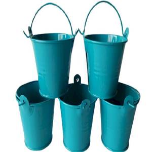 Fancy Decorative <b>Metal</b> Pail <b>Bucket</b> Galvanized Yellow Coated Garden planter Can Be Planted & Contains <b>Small</b> Items - Product Image 6