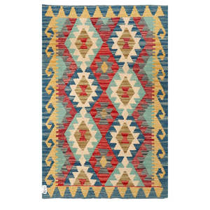 Alfombra Kilim de Maimana, Afganistán, 146 x 93 cm para Decoración del Hogar - Product Image 1