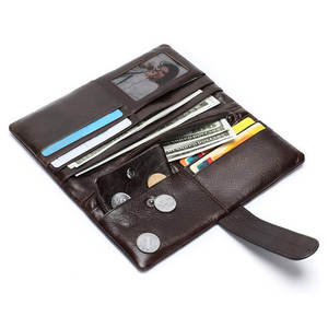 อเนกประสงค์ 100% ของแท้หนังกระเป๋าสตางค์ผู้ชายหนังชื่อพิมพ์ Hasp กระเป๋าชายยาวขนาดใหญ่ความจุกระเป๋าสตางค์คลาสสิก - Product Image 4