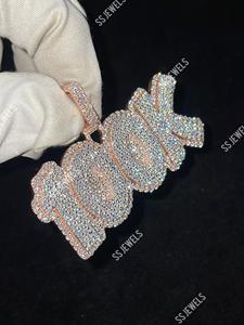 Pendentif Hip Hop en argent 925 avec numéro et lettre personnalisés Collier 40g en diamant VVS glacé Moissanite plaqué rhodium - Product Image 5