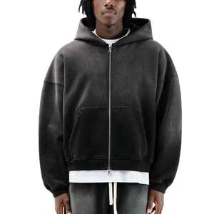 Sweats à capuche surdimensionnés en coton de haute qualité 300/350 g/m², coupe ample, fermeture éclair, sweats à capuche pour hommes, sweats à capuche unisexes, sweats à capuche lourds, logos personnalisés - Product Image 2