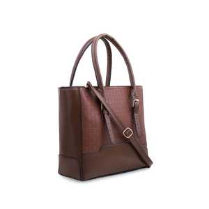 Sac à main formel marron P54384 avec décoration de gland fourre-tout décontracté élégant avec doublure en cuir véritable PU durable à deux poignées - Product Image 2