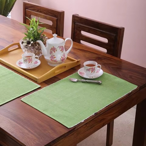 Mantel Individual de mesa de costilla de algodón 100%, manteles individuales de lino con patrón cuadrado sólido moderno de lujo para el hogar, hoteles, bodas tejidas - Product Image 1