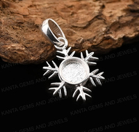 Pendentif en argent sterling 925 de 33 mm en forme de flocon de neige, avec cadre vierge pour résine, cendres, lait maternel ou souvenir, thème hiver, bijou écologique