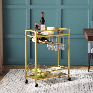 Carrito de metal ecológico con tapas de cristal para uso doméstico y hotelero Chapado en oro de gran capacidad de la India a precio mayorista - Product Image 2