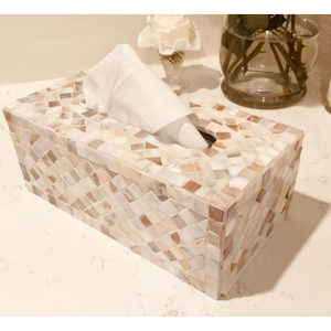 Venta caliente soporte de tejido cubierta de tejido decorativa lujosa caja cuadrada Shell caja de pañuelos de nácar para uso en eventos de boda - Product Image 6