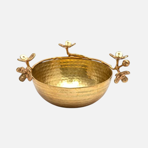 Ensemble de 2 bols en métal avec finition polie et artisanale, bol à salade décoratif au design floral pour hôtel et restaurant - Product Image 5