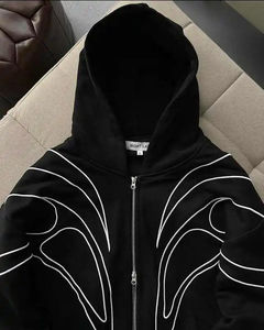 Sweat-shirts à capuche personnalisés en gros, 100% coton, 500 g/m², double fermeture éclair, qualité supérieure, lourd, sweat-shirt à capuche court pour homme - Product Image 2