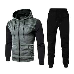 Chándal de lana para gimnasio para hombre, conjunto de dos piezas de ajuste personalizado con Sudadera con capucha y pantalones para correr, mezcla de algodón para deportes y estilo diario - Product Image 2