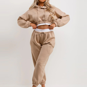 Unisex mới hợp thời trang nặng lông cừu rắn Hoodies Sweatpants XL trang trí cổ điển Crop Top chạy bộ Bộ cho phụ nữ của mùa đông tập luyện - Product Image 2