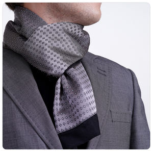 Exve Exclusive Elegant Double-Sided Gray <b>Silver</b> Floral Jacquard Woven Traditional Turkey Scarf & <b>Shawl</b> - Product Image 1