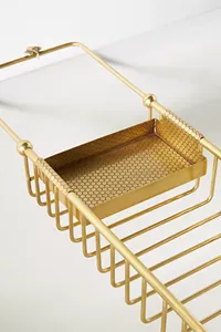 Haute qualité or métal multifonctionnel Double niveaux salle de bain Caddy support auto-vidage support de rangement pour baignoire utilisation pour les épices - Product Image 2