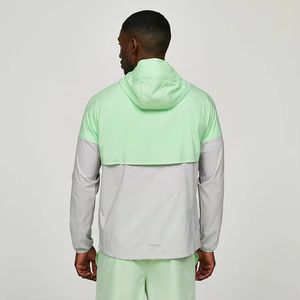 Conjunto corto cortavientos de poliéster con cremallera y logotipo personalizado, chándal de tela tejida informal de manga larga para hombre - Product Image 4