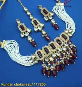 JOYERÍA DE COBRE TRADICIONAL Y DE MODA INDIA CONJUNTO DE JOYERÍA DE BODA NOVIA PARA MUJER CONJUNTO DE PENDIENTES Y COLLAR - Product Image 3