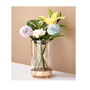 Florero de mesa de pared de suelo de metal y vidrio con estilo contemporáneo diseño de lujo moderno para pieza decorativa de hogar u oficina - Product Image 1