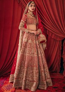 TRENDY 2023 HEAVY DABKA GOLD BORDADO TRABAJO BLUSA LEHENGA VESTIDO Adornado con CRISTAL BEADSSTONE Boda Hecho Seda - Product Image 2