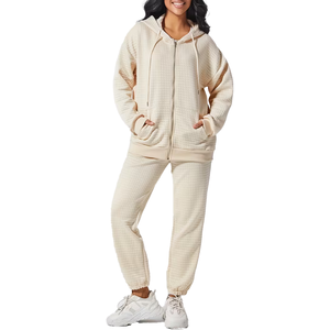 Survêtements en molleton 100% coton pour femmes, poids lourd, 2 pièces, vêtements de sport, service OEM écologique - Product Image 1