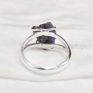 เครื่องประดับหินหยาบแหวนผู้หญิงแหวนธรรมชาติปรับได้พลอย tanzanite วงลวดวันเกิด925แหวนเงินสเตอร์ลิง - Product Image 5