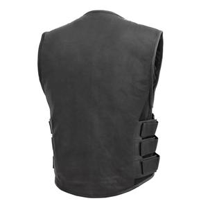 Chaleco de Motocicleta Personalizado de Alta Calidad para Hombre, Chaquetas de Cuero Auténtico sin Mangas Desmontables y Ensamblables, Chalecos de Piel de Vaca Negra - Product Image 2