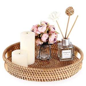 Plateau de service en rotin artisanal pour décor bohème Service de petit-déjeuner décontracté et arrangement de comptoir de cuisine de tous les jours - Product Image 1