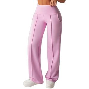 Pantalon de yoga pour femme à séchage rapide, coupe large et ajustée, idéal pour la course et le fitness, avec plis décoratifs sur le devant – Meilleures ventes - Product Image 3