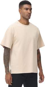T-shirt à col montant personnalisé de haute qualité 100% coton 300gsm pour hommes T-Shirt vierge tricoté à épaules tombantes de luxe épais grande taille - Product Image 5