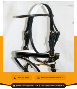 Cuir GOLD PING NOIR BRILLANT Confort BLANC Rembourré Dressage Bride Western Cuir Brides léger - Product Image 2