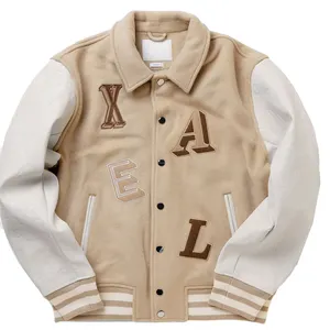 2023 Wholesale Varsity Jackets High Quality Embroidery Leather Sleeves Vintage Varsity Letterman Baseball Jackets