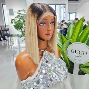 100% vietnamien luxe 10 pouces sans colle perruque personnalisé Ombre 613 couleur cheveux humains produits de cheveux naturels pour les femmes noires - Product Image 1