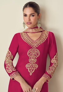 Latest Heavy Chinnon Embroidery Collection Designer Women's <b>Kurti</b> Salwar Kameez Indian Pakistani Party Quick Dry New Style - Product Image 6