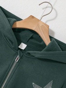 Calidad Premium invierno 100% algodón Streetwear fábrica OEM cristal Rhinestone Sudadera con capucha al por mayor para marcas de Hip Hop Ajuste de gran tamaño - Product Image 2