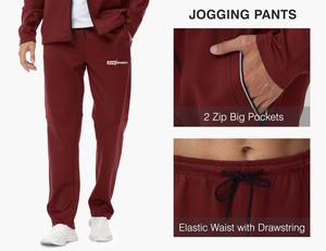 ชุดวอร์มผ้าฟลีซสำหรับผู้ชายชุดออกกำลังกายผ้าคอตตอนใส่สบายมีซิปออกแบบได้ตามต้องการ - Product Image 4