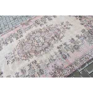 Turkish Large Rug 5.5x9.2 ft, Pink <b>Brown</b> Plants & trees Rug <b>Wool</b> - Product Image 5