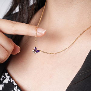 Simple Fashion Butterfly Moulding Stainless Steel Electroplate Necklace with Colorful Zircon Fashion Decorative Pendant for Girl - Product Image 5