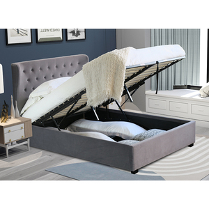 Kensington Ottoman <b>Bed</b> <b>Frame</b> High Quality Blue Velvet With Modern Design MDF and Plywood Panel Type Lift Storage King Size - Product Image 6