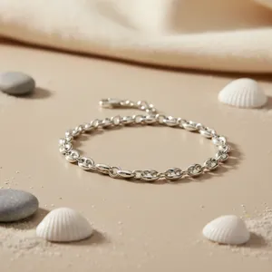 Bracelet en argent 925 pour femme avec chaînes à maillons et pierre naturelle - Product Image 2