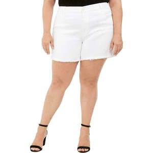 Shorts in denim rosa da donna alla moda con orlo sfrangiato, stile vintage, taglio dritto, casual, stampati e ricamati, per l'estate, taglia 16 - Product Image 1