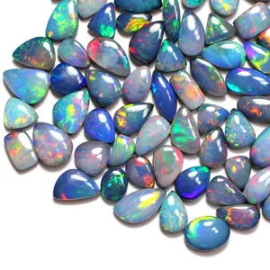 คุณภาพสูงธรรมชาติออสเตรเลียออปเลต์สีดำโอปอล Cabochon เรียบ8x6mm-14x8mm อัญมณีหลวมสำหรับการทำเครื่องประดับ - Product Image 1