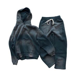 Conjunto de Sudadera con Capucha y Pantalones Deportivos Desteñidos al Sol Personalizados 2026, Lavado Ácido Desgastado con Estampado Inflado - Product Image 1