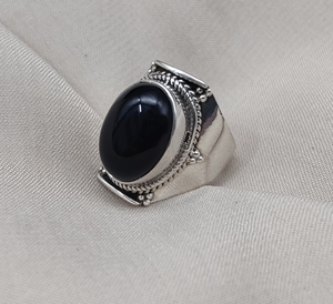 Anillo de ónix negro de Plata de Ley 925, cabujón ovalado, joyería de piedras preciosas naturales hecha a mano Vintage, venta al por mayor - Product Image 4