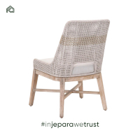 Fauteuil de salle à manger en teck et aluminium au design nordique moderne, avec rotin synthétique, finition blanchie, de luxe, pour extérieur, personnalisable et portable