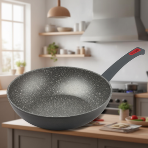 Wok antiadherente de aluminio con 1 asa (28cm) VIVÀ Gris y Rojo 2255 - Product Image 3