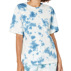 Camiseta 100% de algodón con tinte de corbata para mujer, camiseta transpirable personalizada de colores sólidos, camiseta hecha a medida - Product Image 2