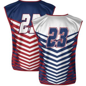 Salida de fábrica Logotipo sublimado personalizado Reversible Lacrosse Pinnies Reversible Lacrosse Uniformes Ropa deportiva - Product Image 6
