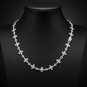 Collier chaîne à maillons croisés en argent sterling 925 plaqué or, serti de diamants taille brillant, fait main, style Hip Hop de luxe, pour hommes et femmes, idéal pour les fêtes - Product Image 2