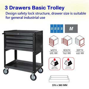 3 <b>Drawers</b> Basic Trolley. - Product Image 4